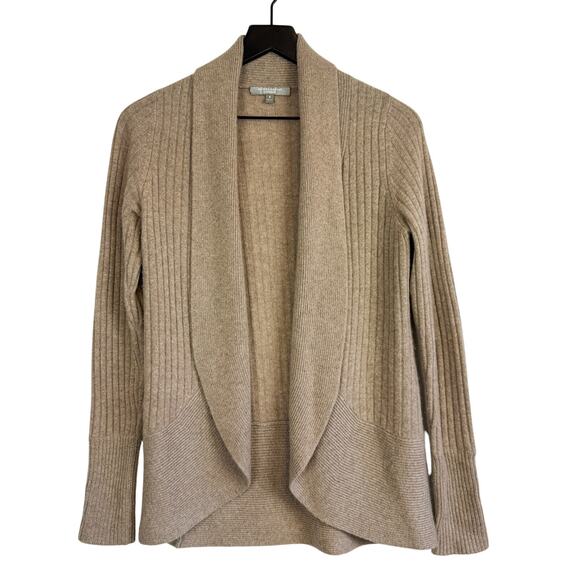 Neiman Marcus 100% Cashmere Beige Draped Cardigan Sweater Womens - S - Picture 1 of 10